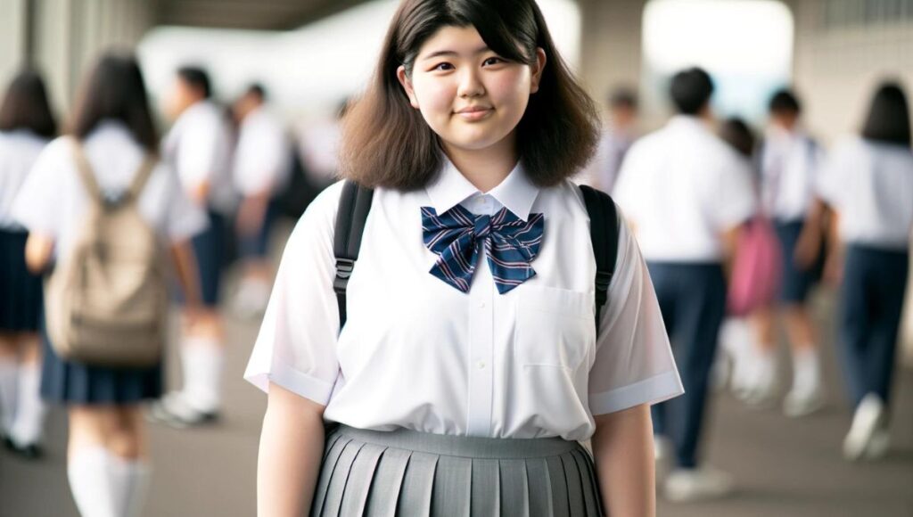 制服を着た太っている女子高生